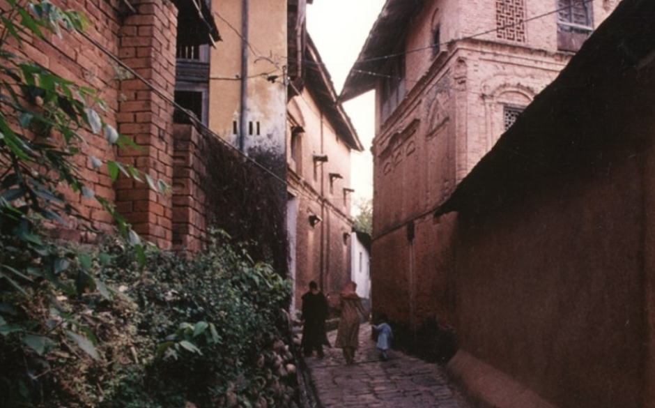 The cobblestone paths and mud-plastered walls in the heritage village of Pragpur