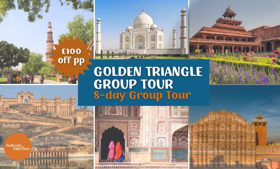 Golden Triangle Group Tour collage of various iconic sights