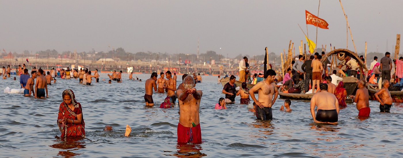 Hindu Pilgrims in the river at the Kumbh Mela Festival